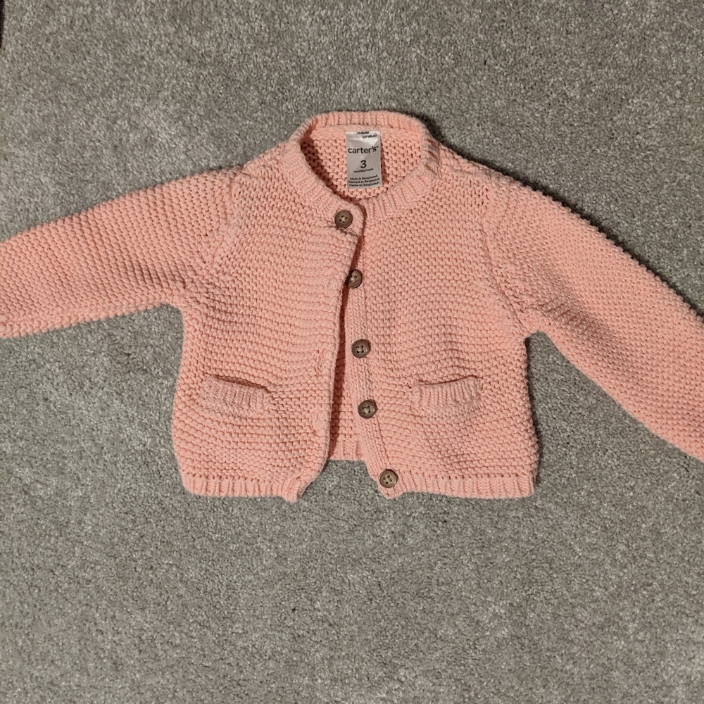 Carter's 3 mo pink knit cardigan